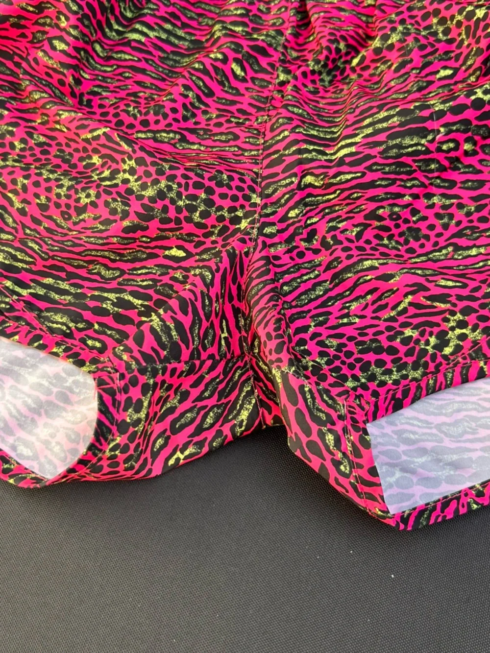 Nike Hot Pink, Black and Neon Green Animal-Print Athletic Shorts | Size Medium